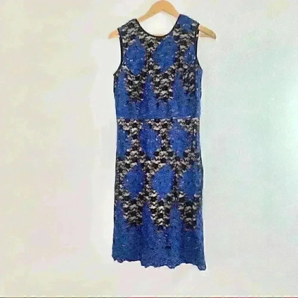 Donna Rocco black blue nude lace sheath dress 10 - Picture 8 of 9